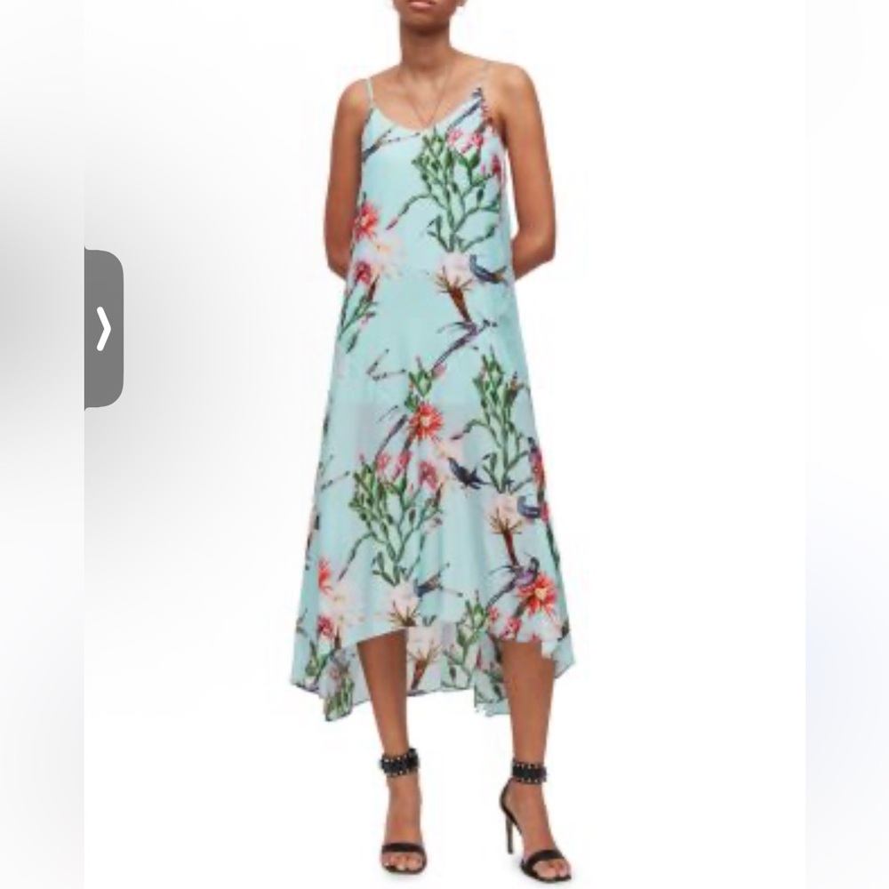 All Saints Light Blue Botanical High Low Dress